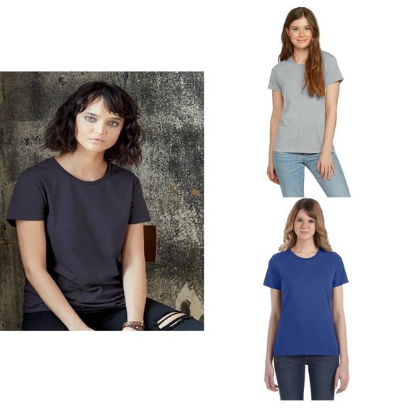 Women's Basics Cotton T-Shirt Crew Neck Short Sleeve Solid Knit Plain Top - Picture 2 of 8